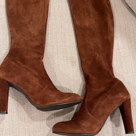 Stuart Weitzman OTK walnut brown suede boots 8.5 highland over-the-knee $795 - Picture 8 of 10